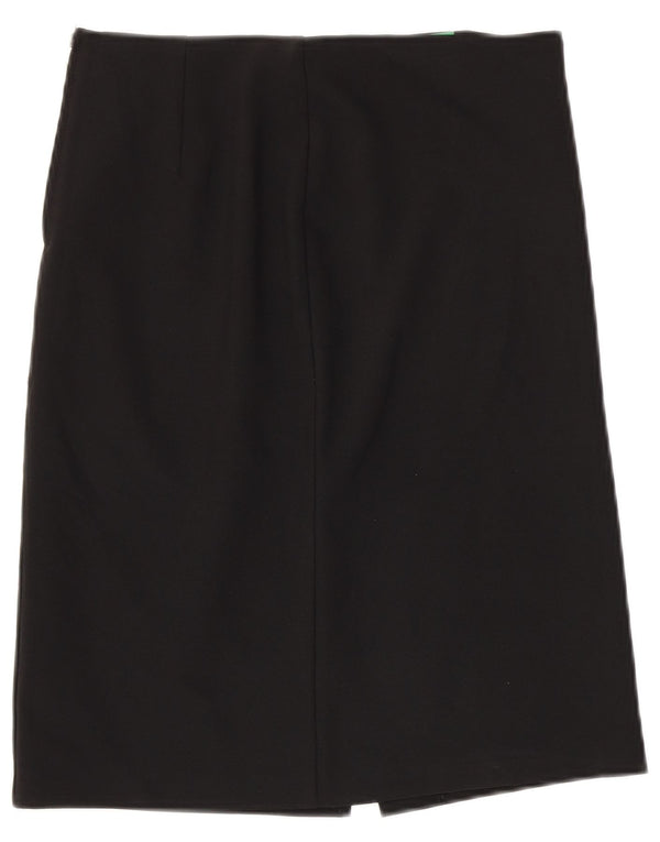 Benetton Womens Straight Skirt IT 40 Small W30 Black Polyester