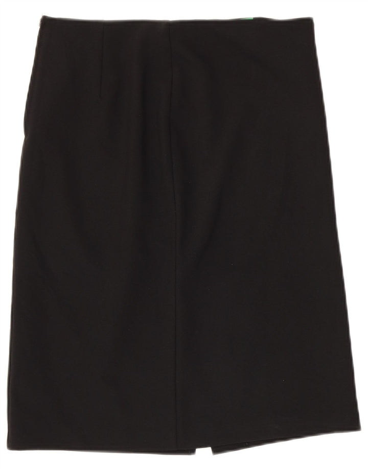 Benetton Womens Straight Skirt IT 40 Small W30 Black Polyester