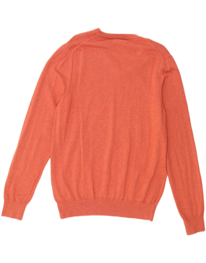 Marks & Spencer Mens V-Neck Jumper Sweater Large Orange Cotton