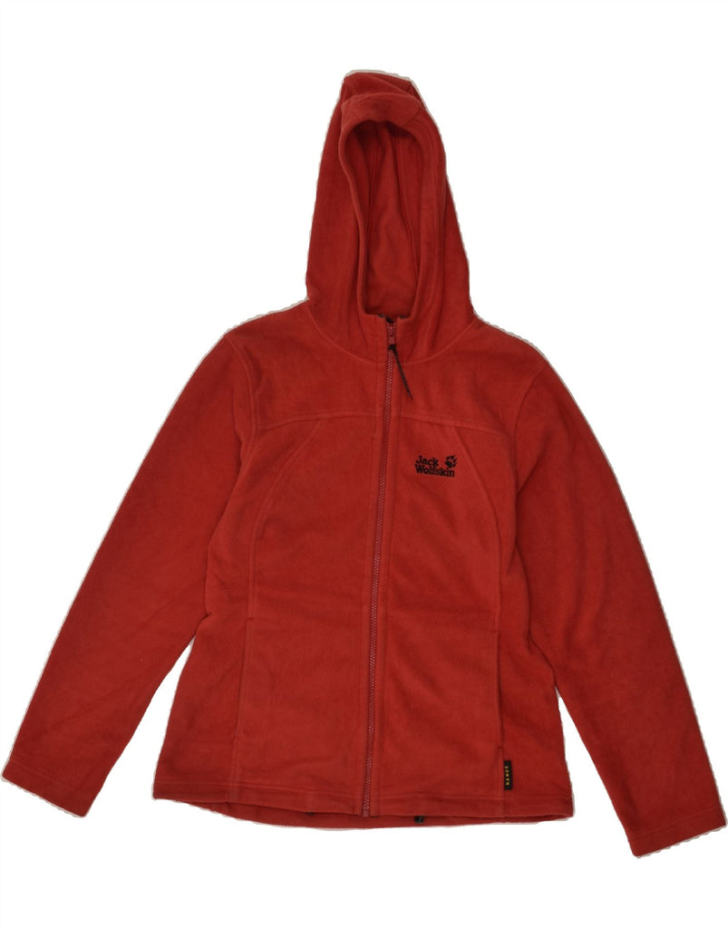JACK WOLFSKIN Womens Hooded Fleece Jacket UK 14 Medium Red Polyester | Vintage Jack Wolfskin | Thrift | Second-Hand Jack Wolfskin | Used Clothing | Messina Hembry 