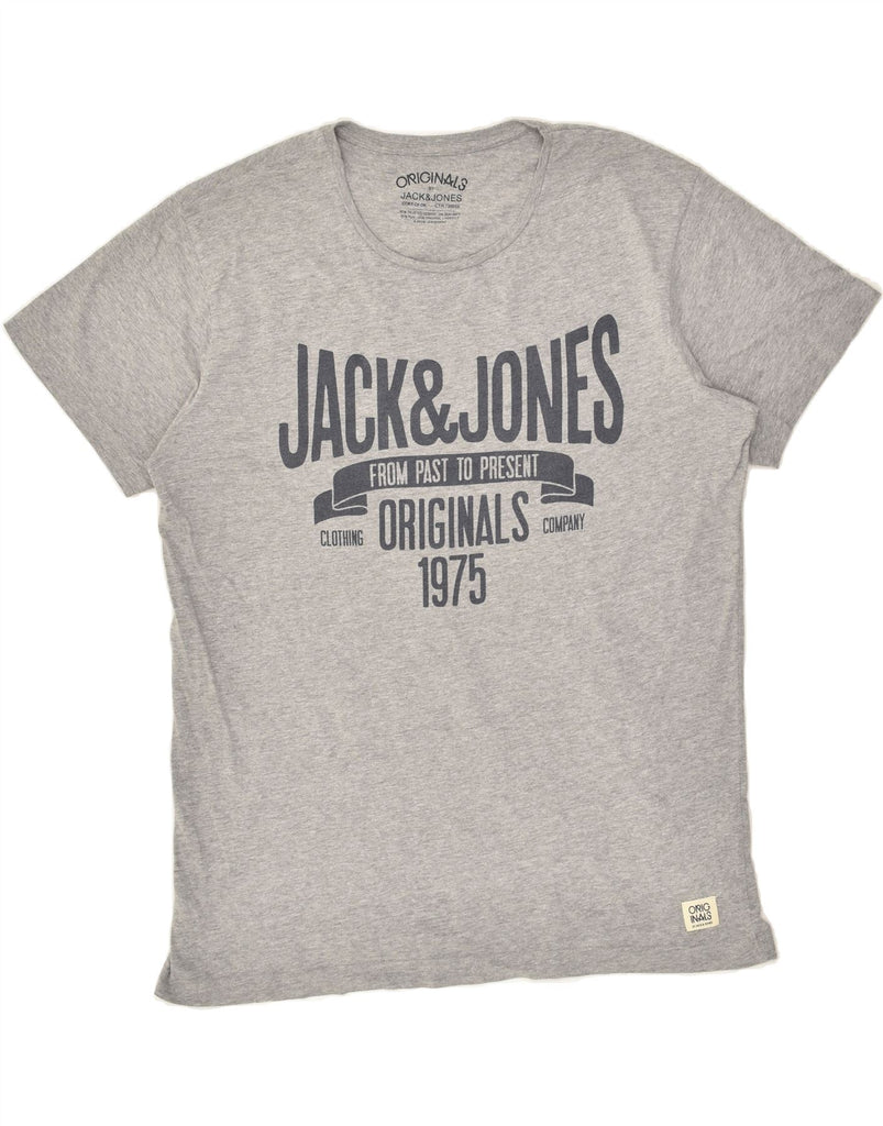 JACK & JONES Mens Originals Graphic T-Shirt Top XL Grey Cotton | Vintage Jack & Jones | Thrift | Second-Hand Jack & Jones | Used Clothing | Messina Hembry 