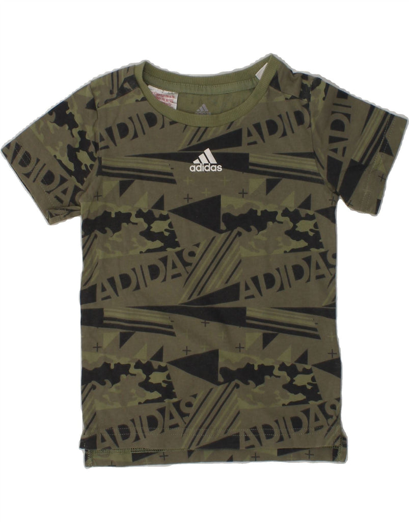 ADIDAS Baby Boys Abstract Pattern Graphic T-Shirt Top 18-24 Months Khaki | Vintage Adidas | Thrift | Second-Hand Adidas | Used Clothing | Messina Hembry 