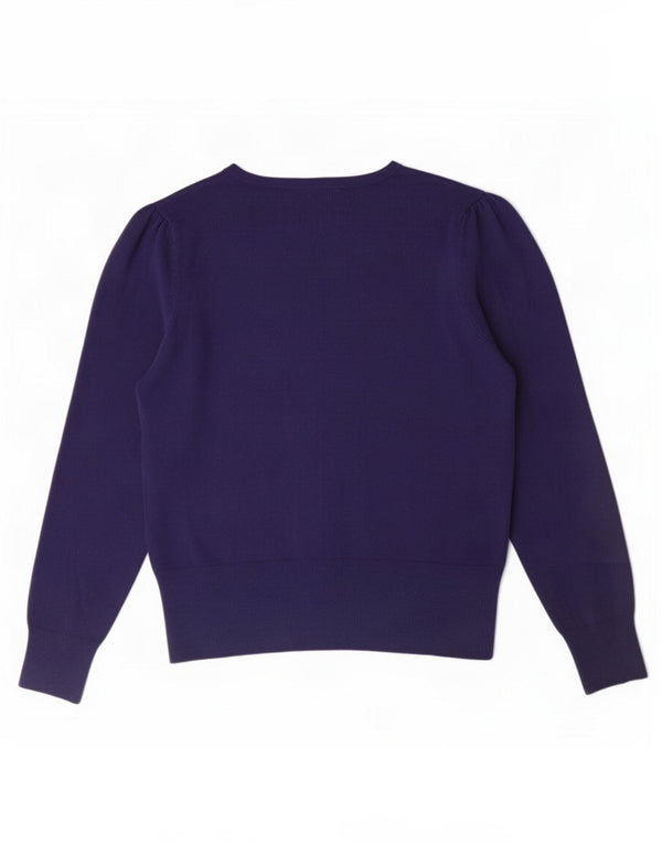 Marks & Spencer Womens Cardigan Sweater UK 14 Medium Navy Blue Viscose