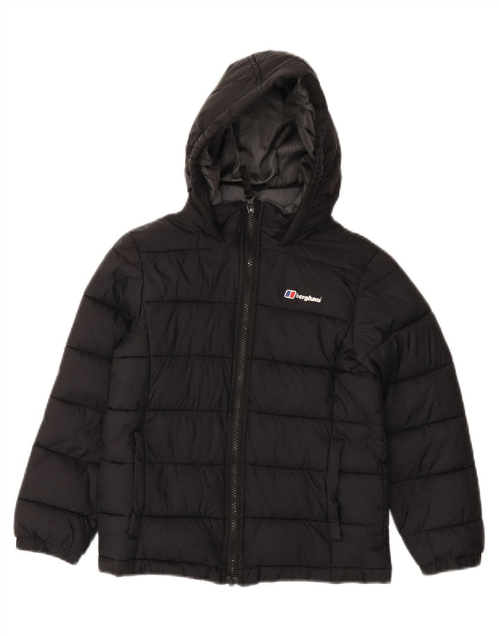 BERGHAUS Boys Hooded Padded Jacket 7-8 Years Black Polyamide