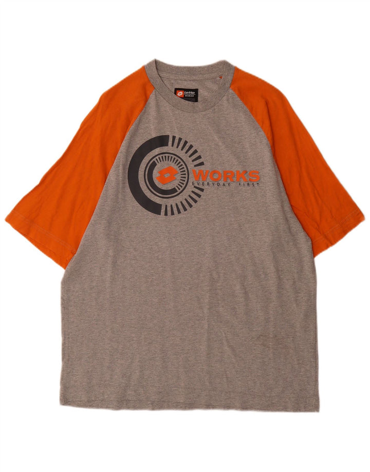 Lotto Mens Graphic T-Shirt Top Large Grey Colourblock