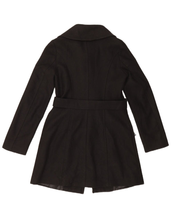 Benetton Womens Overcoat IT 40 Small Black Wool