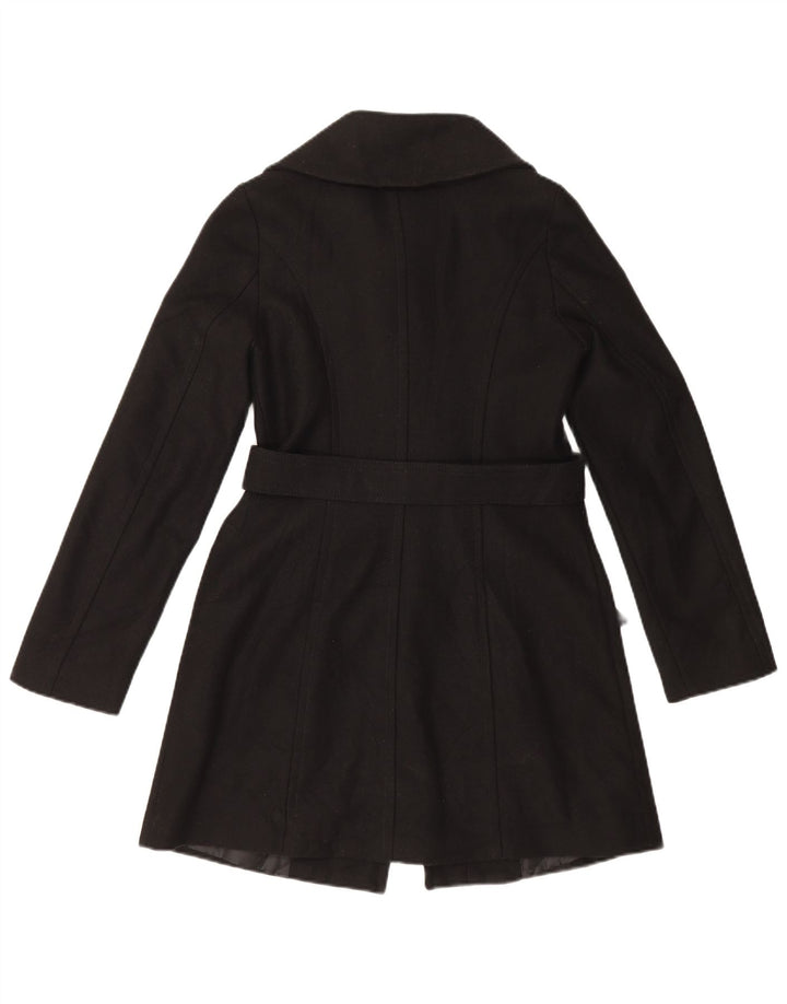 Benetton Womens Overcoat IT 40 Small Black Wool