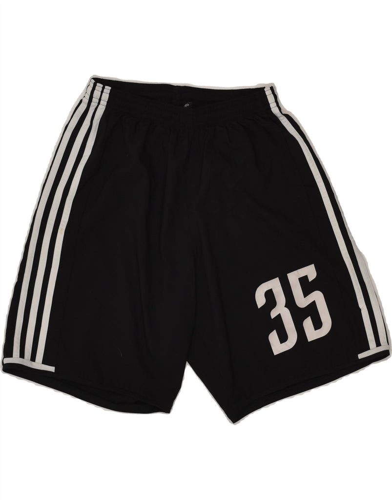 ADIDAS Boys Sport Shorts 7-8 Years Small  Black Polyester | Vintage Adidas | Thrift | Second-Hand Adidas | Used Clothing | Messina Hembry 