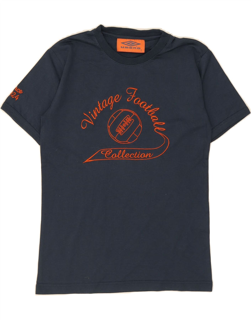 UMBRO Mens Graphic T-Shirt Top Small Navy Blue Cotton Vintage Umbro and Second-Hand Umbro from Messina Hembry 