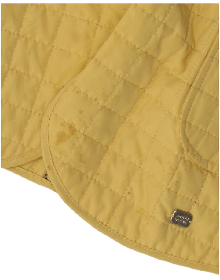 Perte by Krizia Womens 3 Button Quilted Blazer Jacket Size 23 Medium Yellow