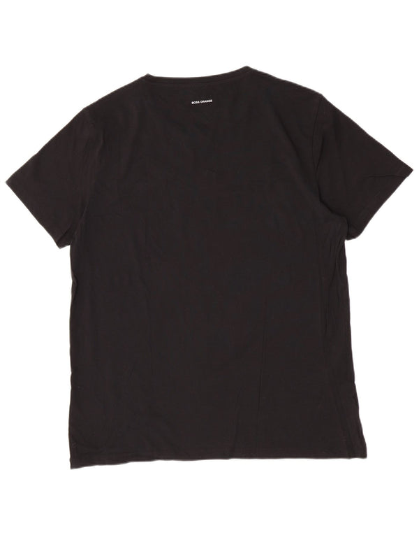 Hugo Boss Mens Graphic T-Shirt Top 2XL Black Cotton