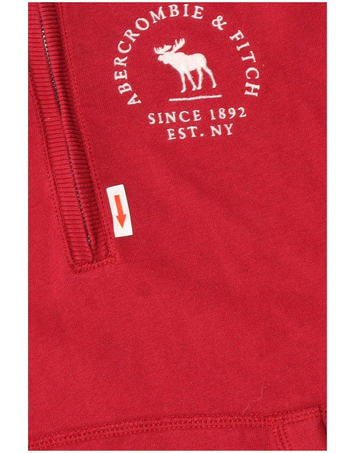 Abercrombie & Fitch Womens Zip Neck Sweatshirt Jumper UK 12 Medium Red