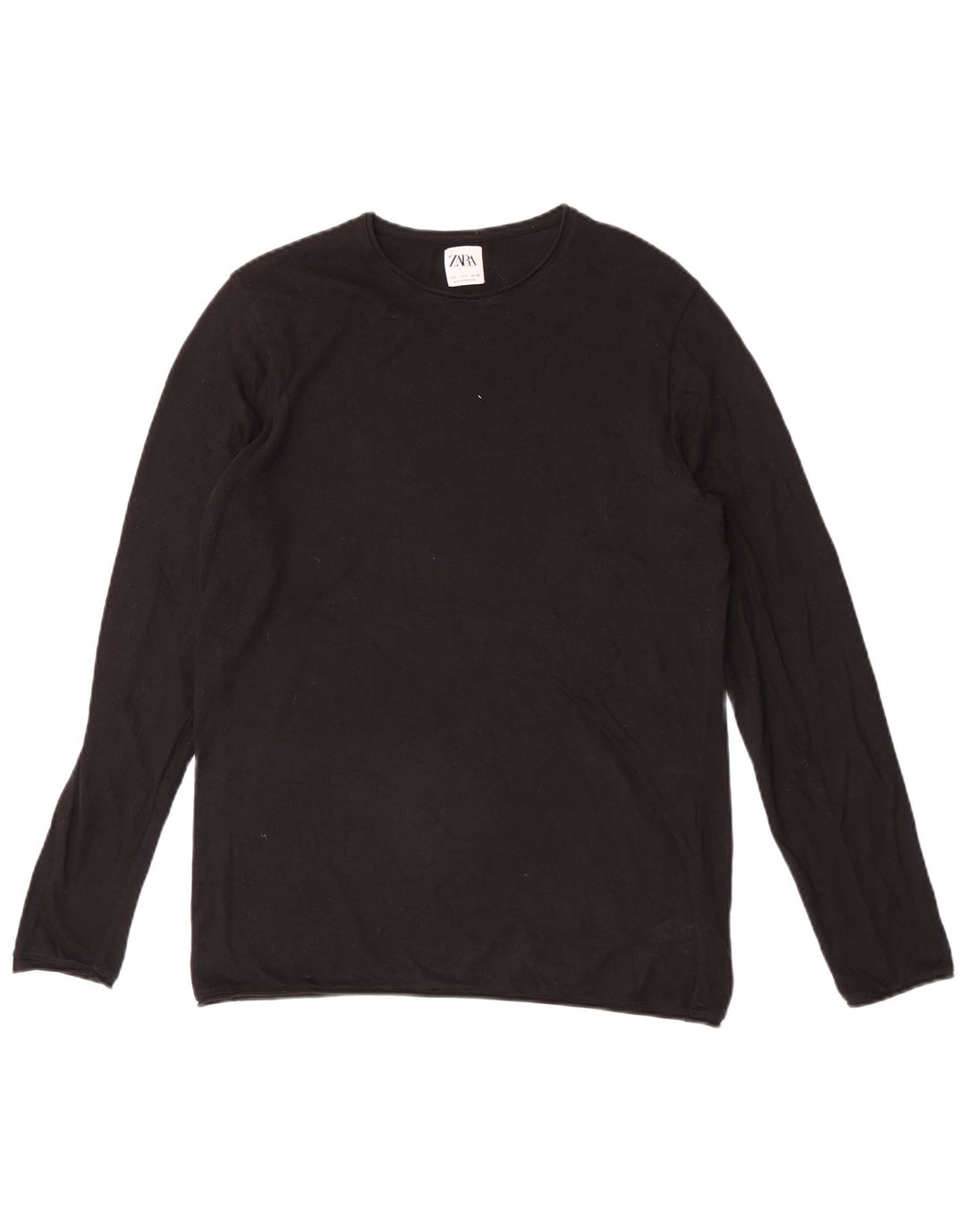 Zara Mens Top Long Sleeve Large Black Cotton