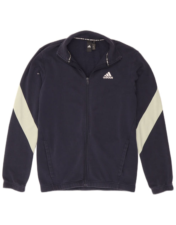 Adidas Mens Tracksuit Top Jacket Small Navy Blue Colourblock Cotton
