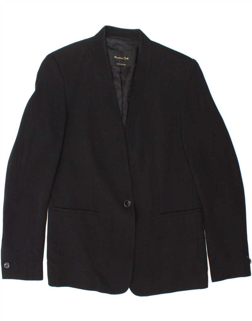 MASSIMO DUTTI Womens 1 Button Blazer Jacket EU 38 Small Black Viscose Vintage Massimo Dutti and Second-Hand Massimo Dutti from Messina Hembry 