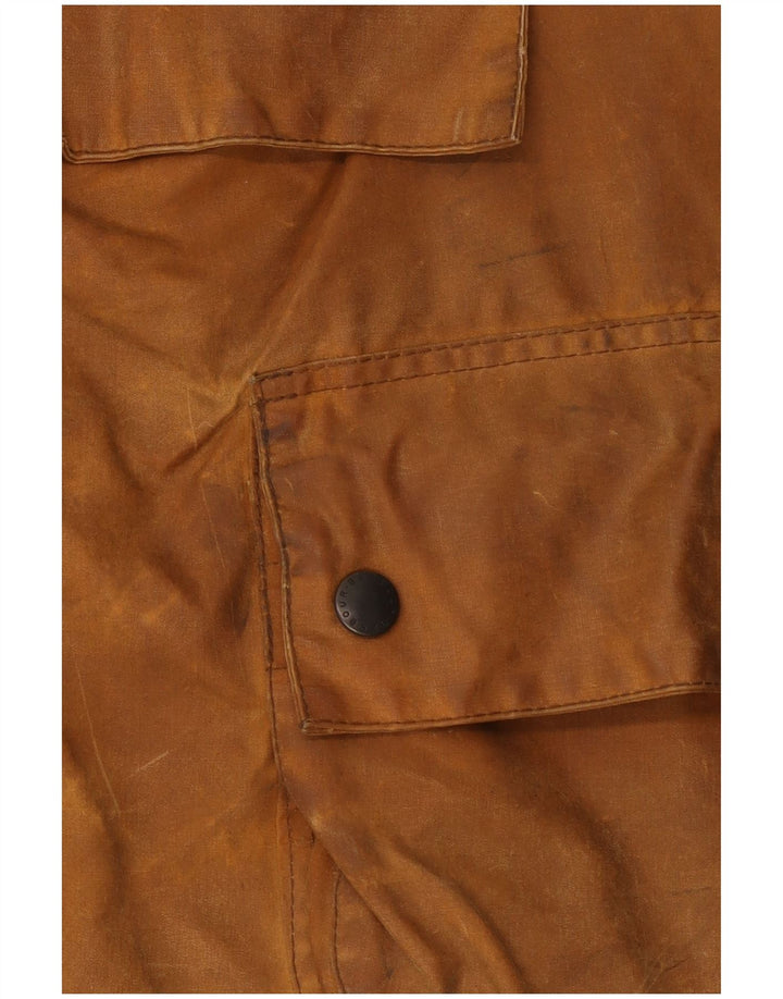 Barbour Mens Longshoreman Hooded Pullover Waxed Jacket UK 36 Small Brown