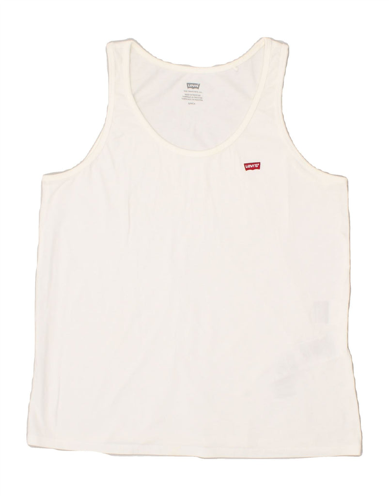 LEVI'S Womens Vest Top UK 10 Small Off White Cotton | Vintage Levi's | Thrift | Second-Hand Levi's | Used Clothing | Messina Hembry 