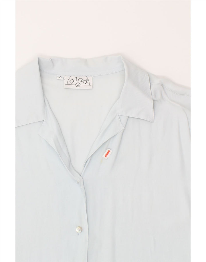 VINTAGE Womens Short Sleeve Shirt UK 16 Large Blue Acetate Vintage Vintage and Second-Hand Vintage from Messina Hembry 
