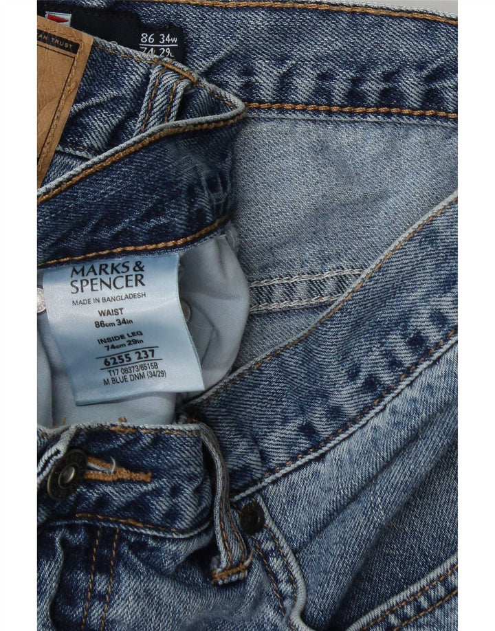 Marks & Spencer Mens Blue Harbour Straight Jeans W34 L29 Blue Cotton