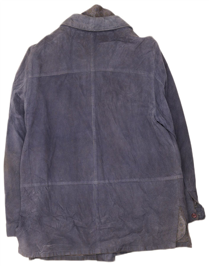 Vintage Mens Suede Jacket IT 46 Large Navy Blue