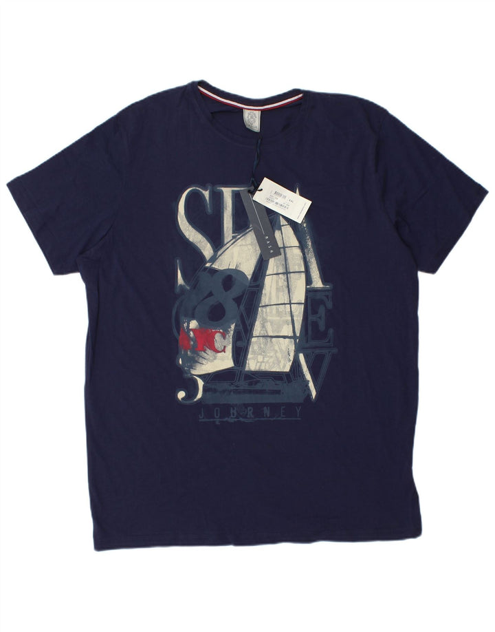 MASH Mens Graphic T-Shirt Top 2XL Navy Blue Cotton