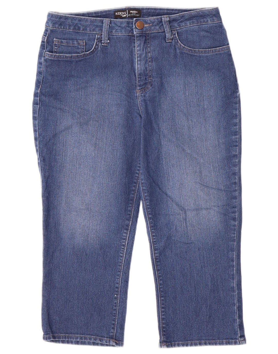 Lee Womens Riders Mid Rise Capri Jeans US 10 Large W32 L21 Blue Cotton