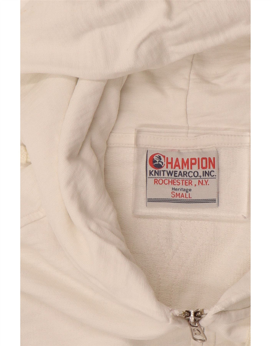 CHAMPION Womens Heritage Zip Hoodie Sweater UK 10 Small White