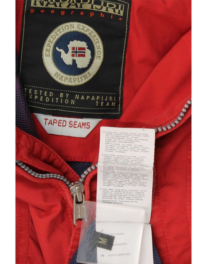 Napapijri Mens Hooded Graphic Anorak Jacket UK 38 Medium Red Polyamide