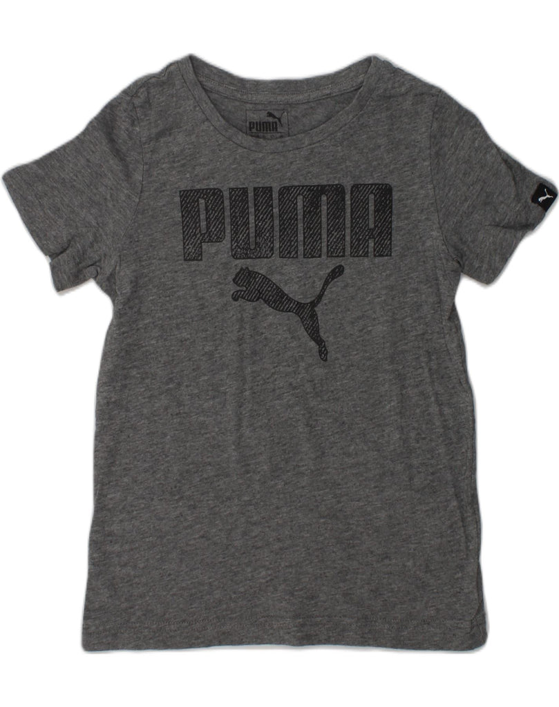 PUMA Girls Graphic T-Shirt Top 5-6 Years Grey Cotton | Vintage Puma | Thrift | Second-Hand Puma | Used Clothing | Messina Hembry 