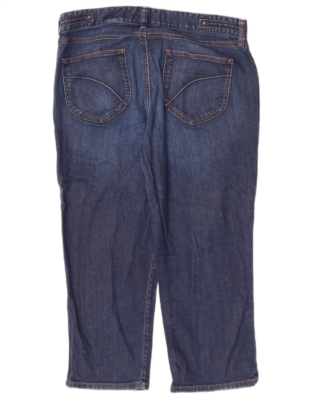 EDDIE BAUER Womens Tall Capri Jeans US 12 Large W34 L23 Navy Blue Cotton