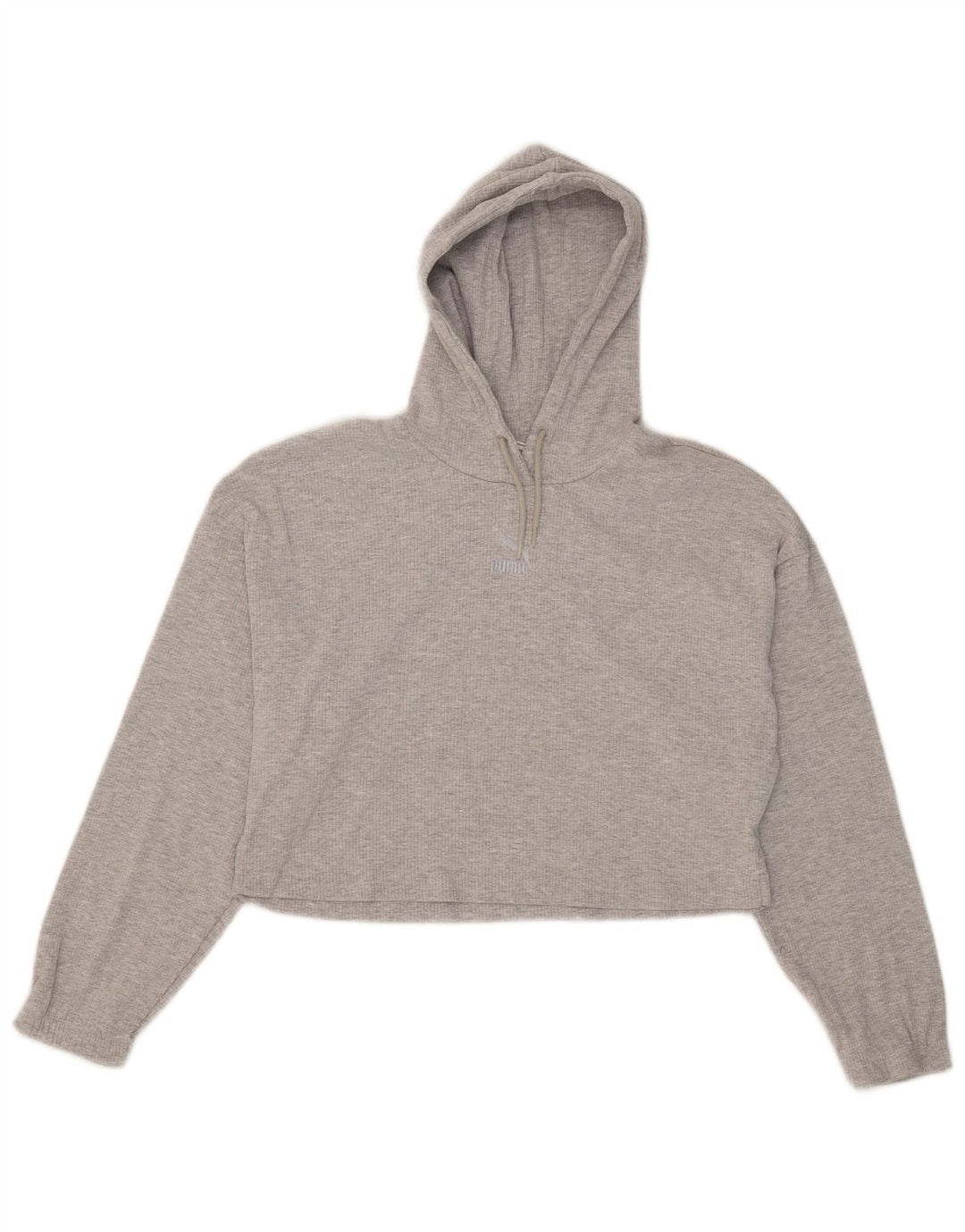 Puma Womens Crop Oversized Hoodie Jumper UK 14 Medium Grey Cotton