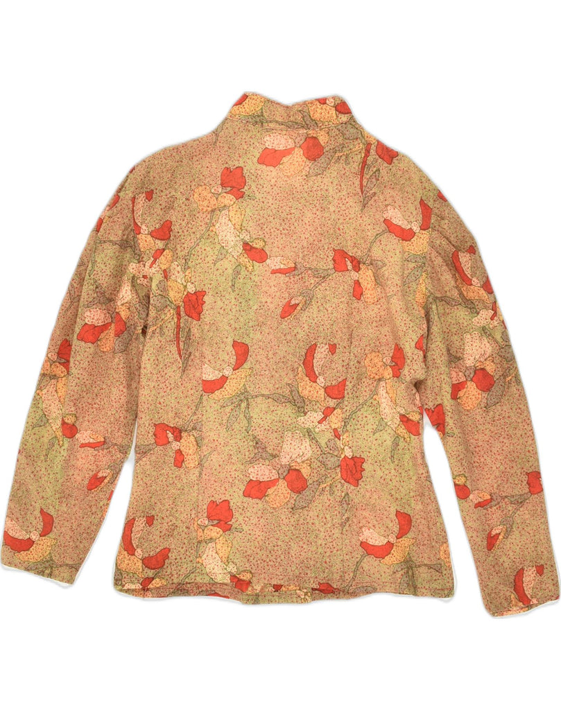 VINTAGE Womens Shirt Blouse UK 12 Medium Maroon Floral Viscose | Vintage Vintage | Thrift | Second-Hand Vintage | Used Clothing | Messina Hembry 