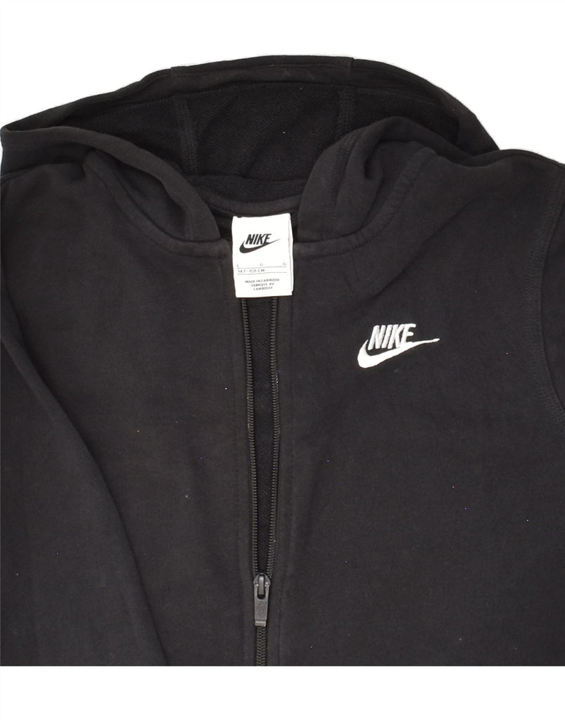 NIKE Boys Zip Hoodie Sweater 12-13 Years Large Black Cotton Vintage Nike and Second-Hand Nike from Messina Hembry 