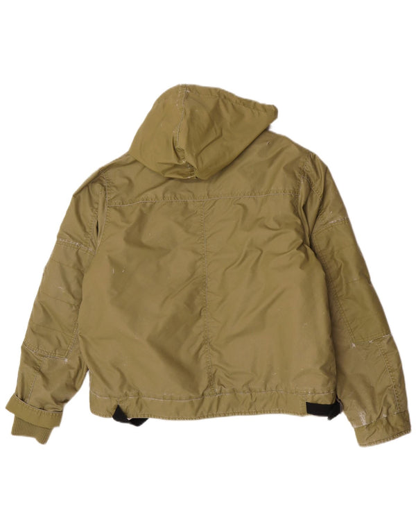 Diesel Boys Graphic Hooded Bomber Jacket 13-14 Years XL Khaki Polyamide