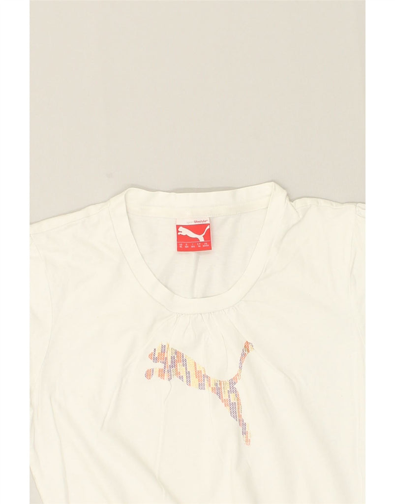 PUMA Girls Graphic T-Shirt Top 13-14 Years White Cotton | Vintage Puma | Thrift | Second-Hand Puma | Used Clothing | Messina Hembry 