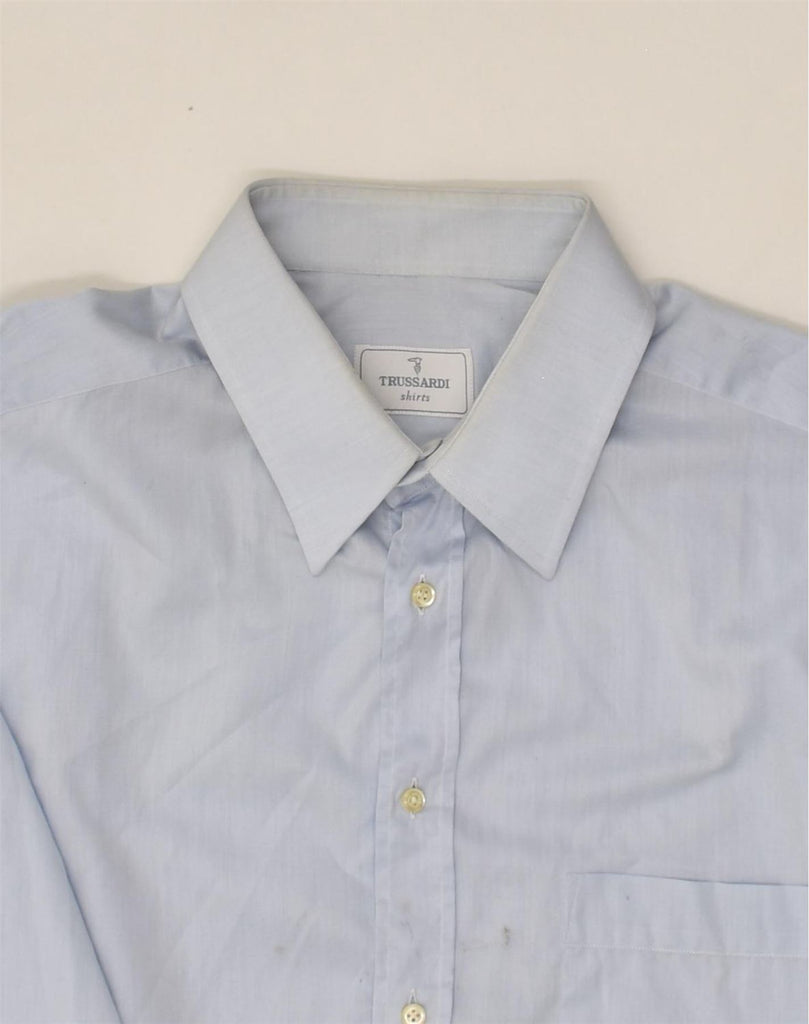 TRUSSARDI Mens Shirt Large Blue Cotton | Vintage Trussardi | Thrift | Second-Hand Trussardi | Used Clothing | Messina Hembry 