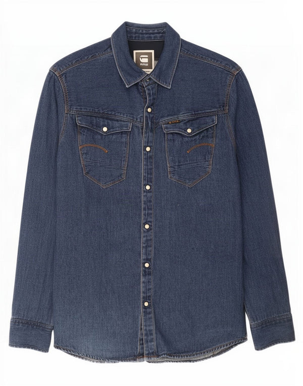 G-Star Mens Denim Shirt Large Navy Blue Cotton