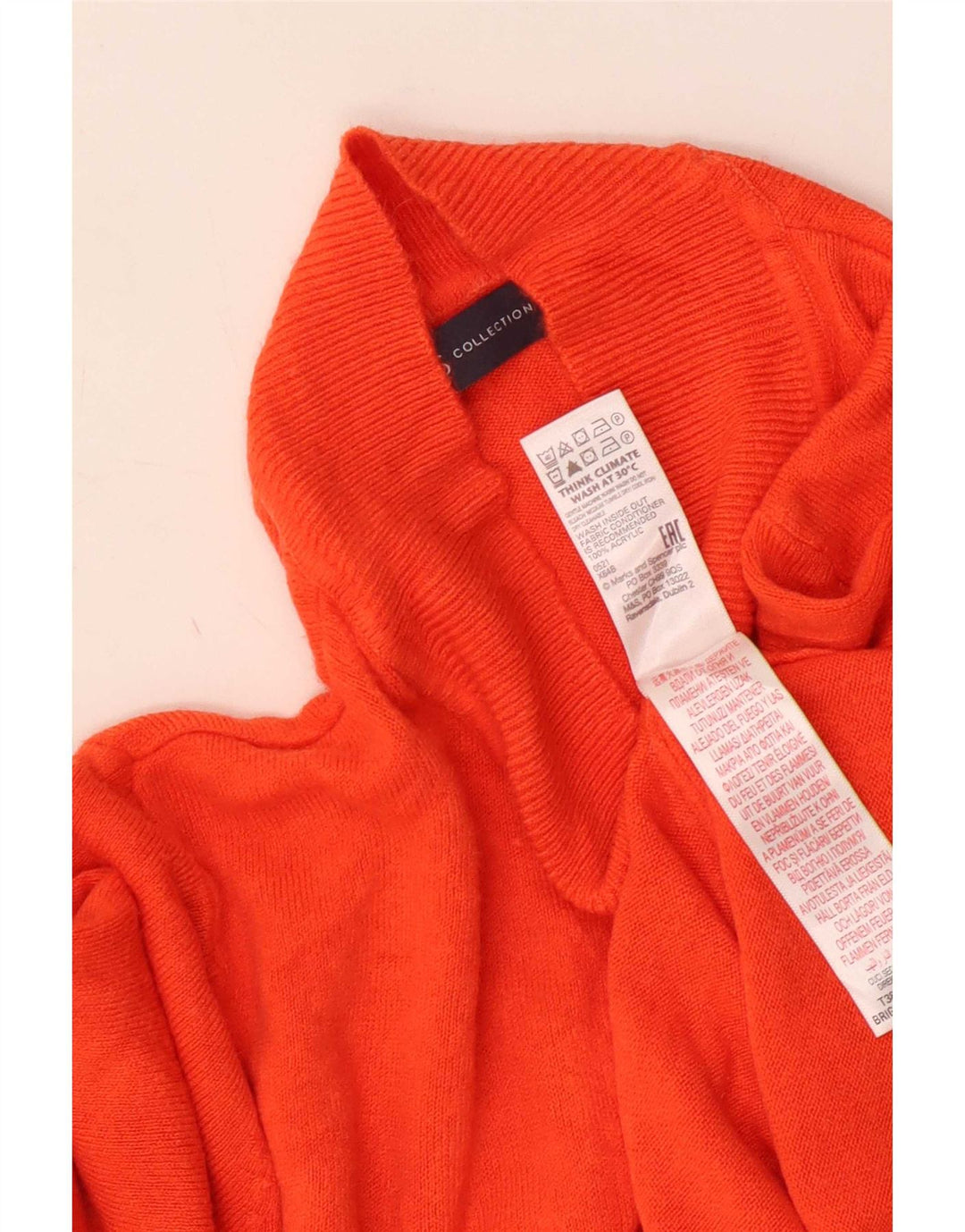 Marks & Spencer Womens Turtle Neck Jumper Sweater UK 14 Medium Orange