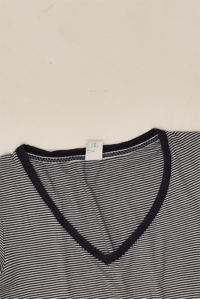 NORTH SAILS Womens T-Shirt Top UK 14 Large Navy Blue Striped Cotton | Vintage North Sails | Thrift | Second-Hand North Sails | Used Clothing | Messina Hembry 