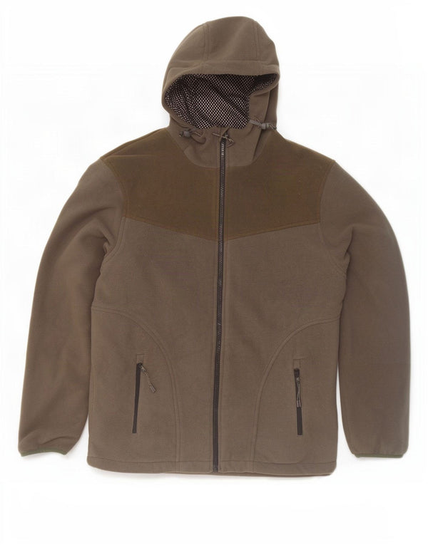 Mountain Warehouse Mens Hooded Fleece Jacket UK 38 Medium Grey Colourblock