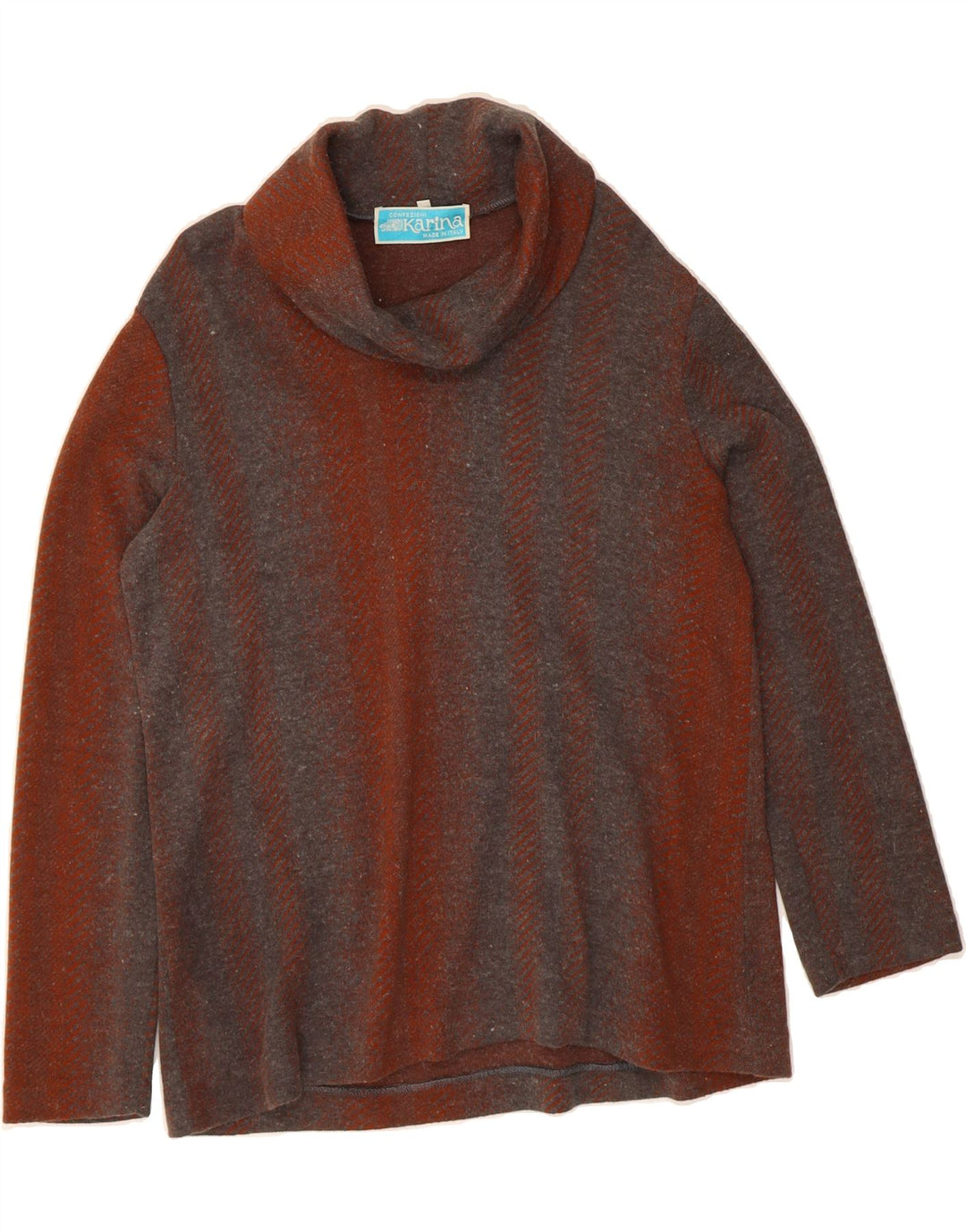 CONFEZIONI Womens Roll Neck Jumper Sweater IT 48 XL Brown Striped Vintage Confezioni and Second-Hand Confezioni from Messina Hembry 