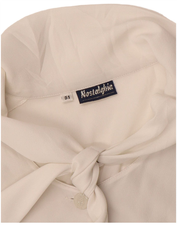 Vintage Womens Front Tie Shirt Blouse IT 51 XL Off White