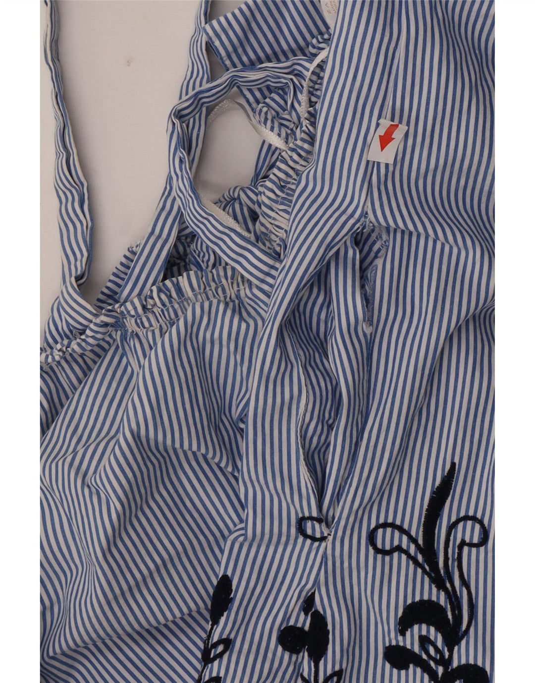 Zara Womens Oversized Off Shoulder Blouse Top UK 14 Medium Blue Striped