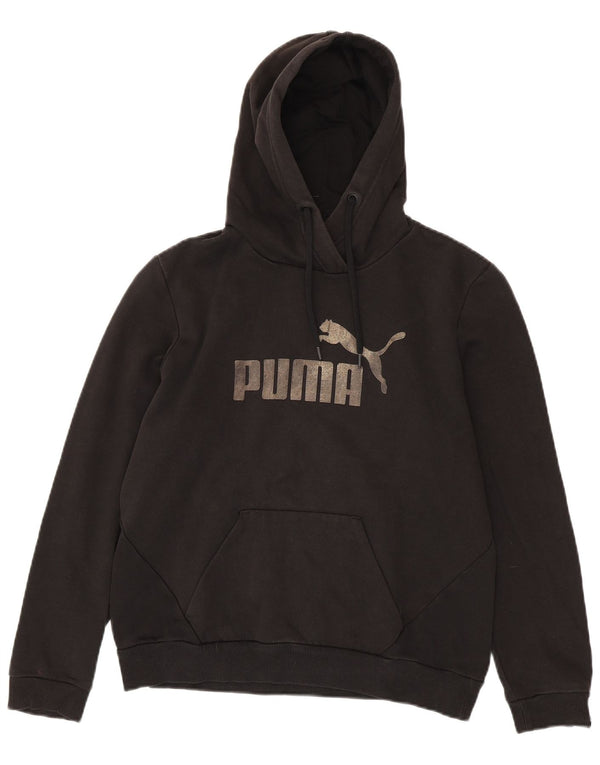 Puma Womens Graphic Hoodie Jumper UK 14 Medium Black
