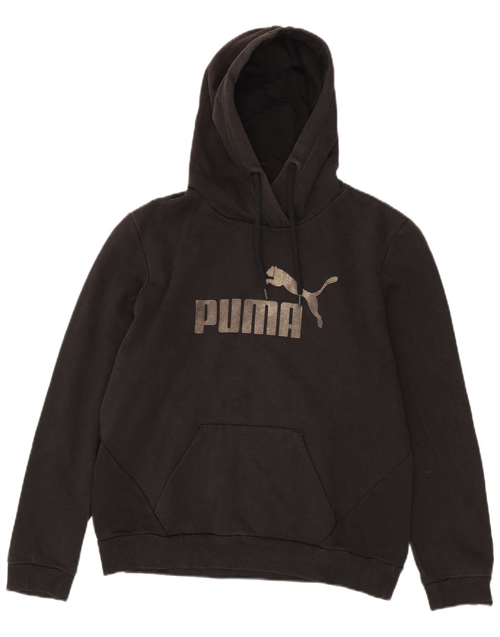 Puma Womens Graphic Hoodie Jumper UK 14 Medium Black