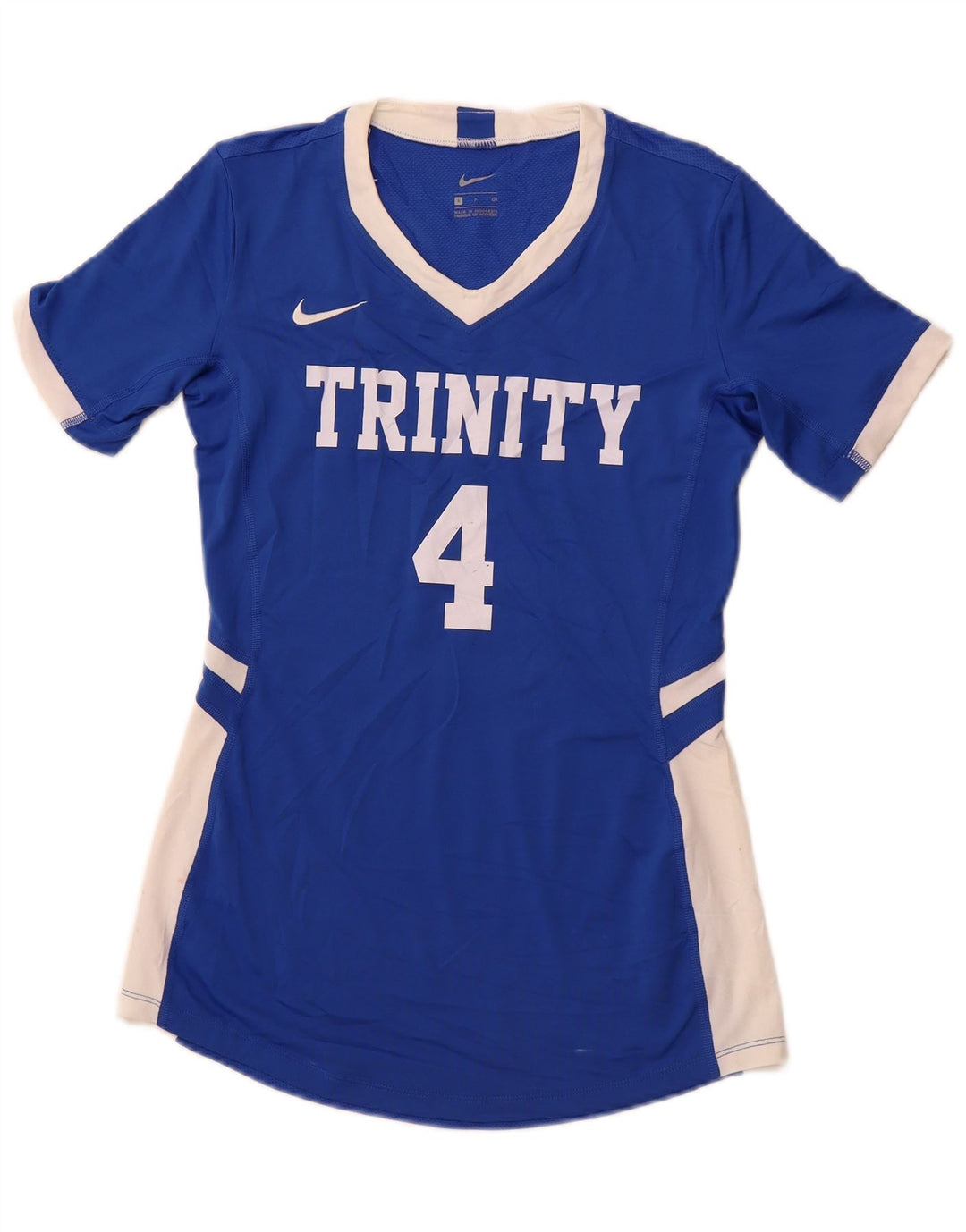 NIKE Womens Graphic T-Shirt Top UK 10 Small Blue Colourblock Polyester