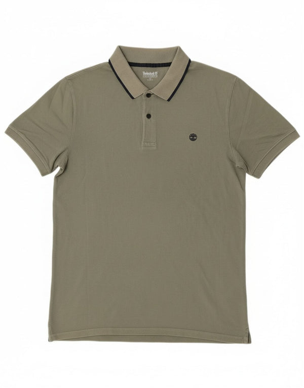 Timberland Mens Slim Fit Polo Shirt Medium Khaki Cotton