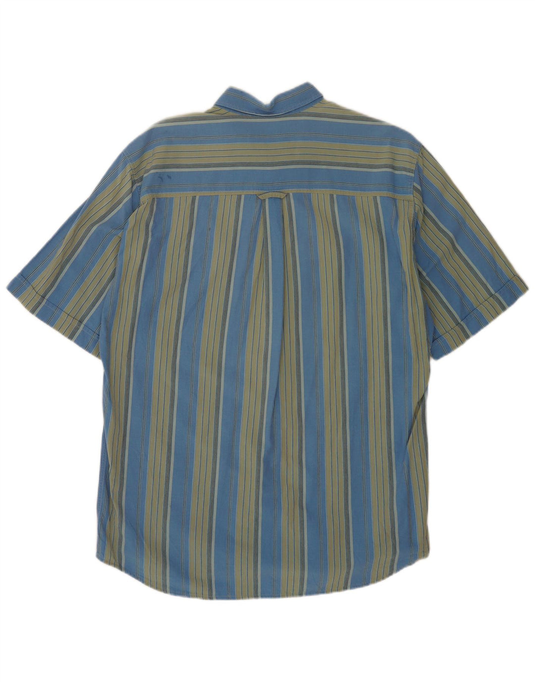 Marlboro Classics Mens Short Sleeve Shirt Large Blue Striped Cotton