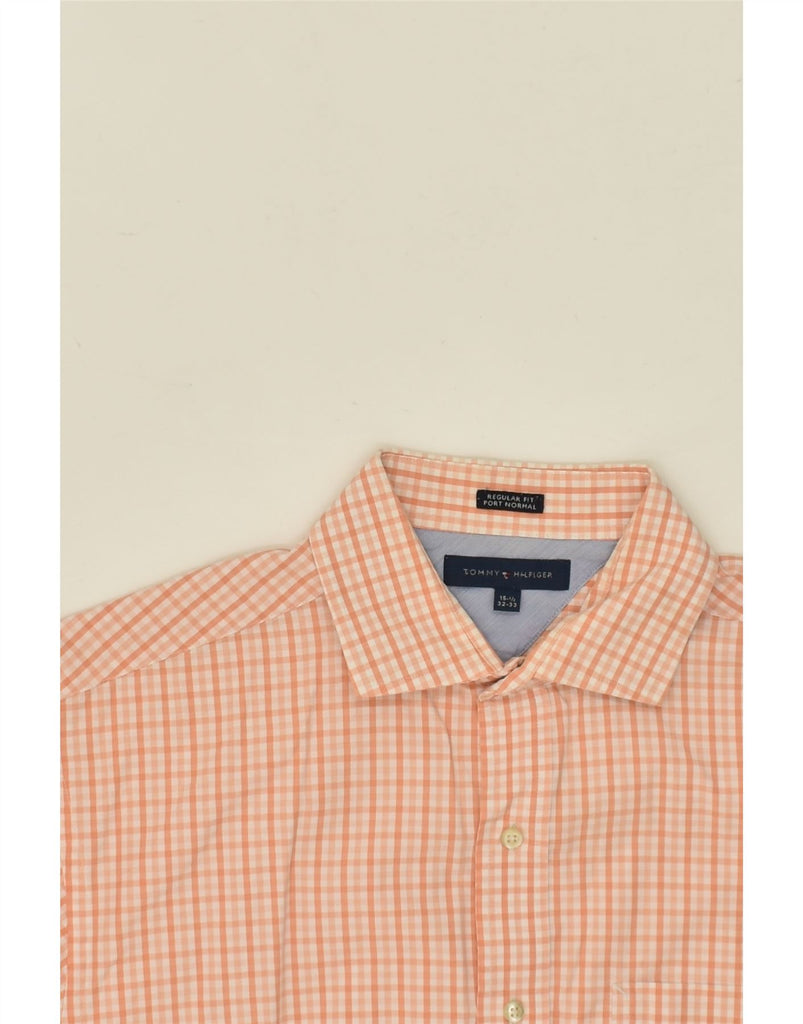 TOMMY HILFIGER Mens Regular Fit Shirt Size 15 1/2 Medium Orange Check | Vintage Tommy Hilfiger | Thrift | Second-Hand Tommy Hilfiger | Used Clothing | Messina Hembry 