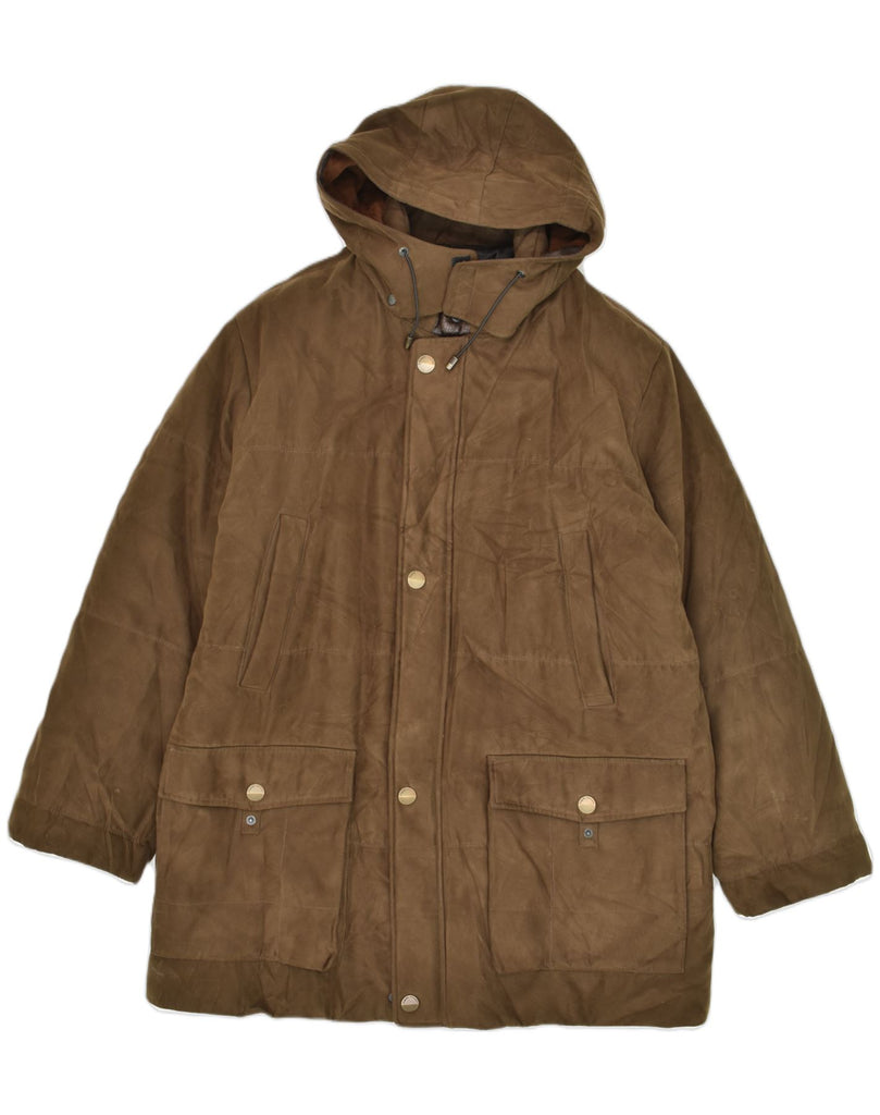 BUGATTI Mens Hooded Padded Coat IT 50 Large Brown Polyester | Vintage Bugatti | Thrift | Second-Hand Bugatti | Used Clothing | Messina Hembry 